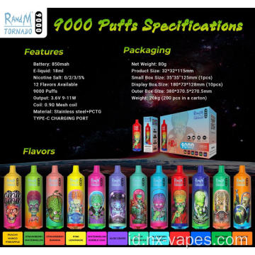 Randm tornado 9000puffs sekali pakai vape